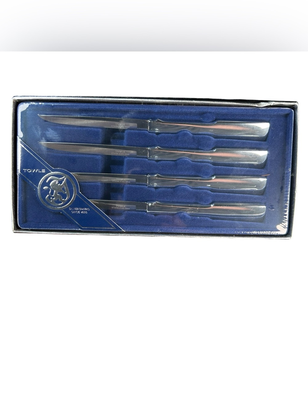 Towle Silversmiths USA Stainless Steel Steak Knife Set of 4 NOS